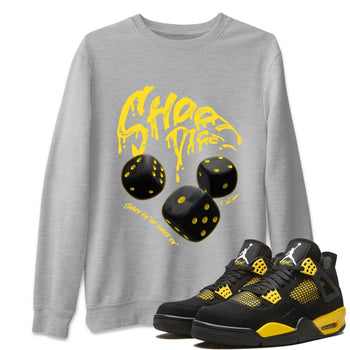 Air Jordan 4 Thunder Sneaker Match Tees Shoot Dice Sneaker Tees AJ4 Thunder Sneaker Release Tees Unisex Shirts Heather Grey 1