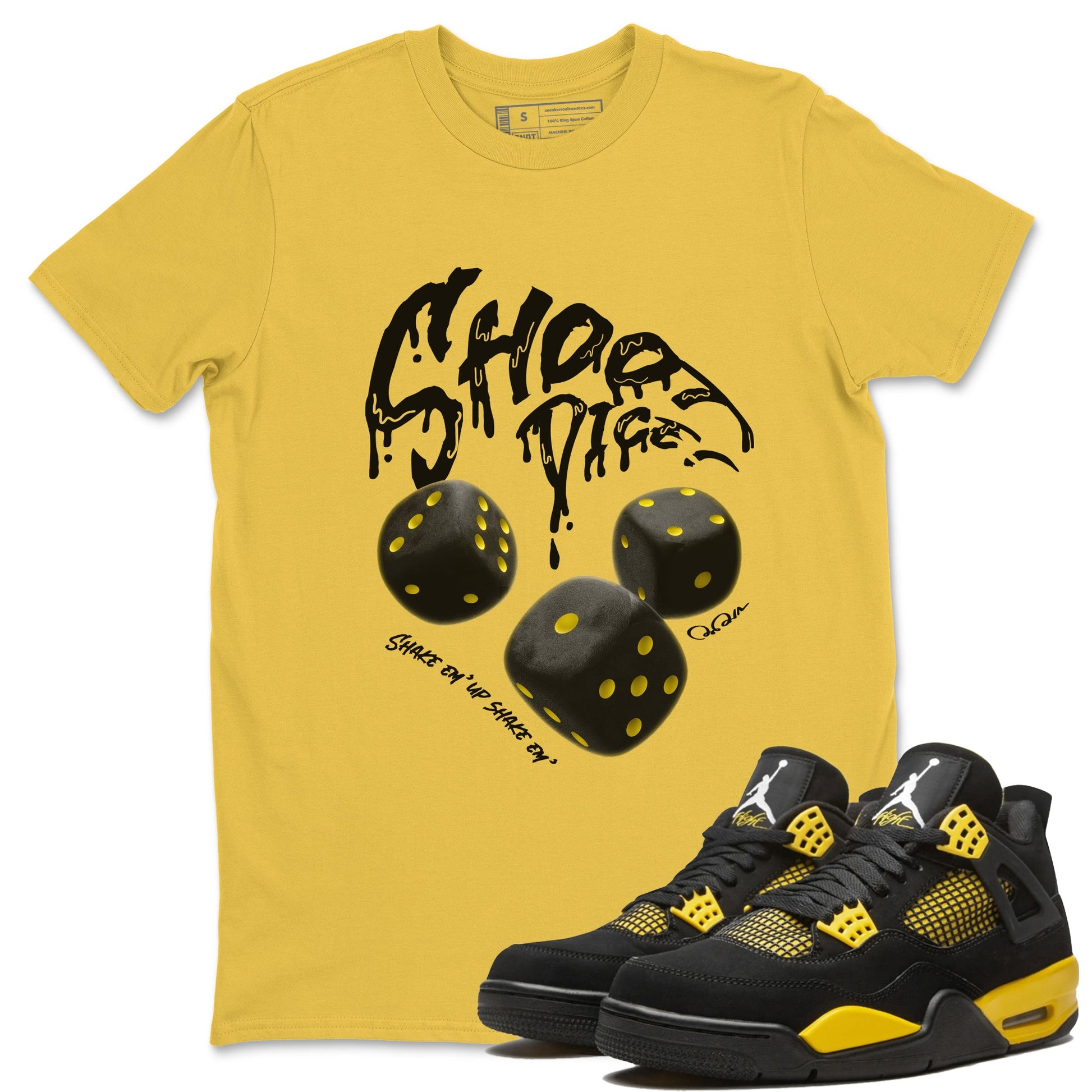 Air Jordan 4 Thunder Sneaker Match Tees Shoot Dice Sneaker Tees AJ4 Thunder Sneaker Release Tees Unisex Shirts Daisy 1