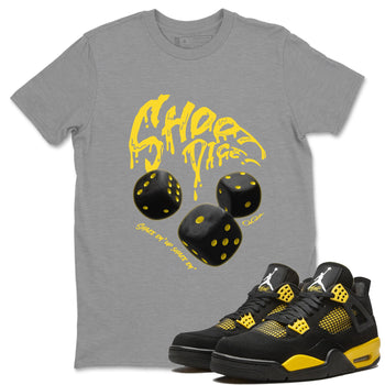 Air Jordan 4 Thunder Sneaker Match Tees Shoot Dice Sneaker Tees AJ4 Thunder Sneaker Release Tees Unisex Shirts Heather Grey 1