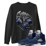 Air Jordan 5 Georgetown Sneaker Match Tees Shoot Dice Sneaker Tees AJ5 Midnight Navy Sneaker Release Tees Unisex Shirts Black 1