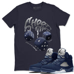 Air Jordan 5 Georgetown Sneaker Match Tees Shoot Dice Sneaker Tees AJ5 Midnight Navy Sneaker Release Tees Unisex Shirts Navy 1