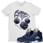 Air Jordan 5 Georgetown Sneaker Match Tees Shoot Dice Sneaker Tees AJ5 Midnight Navy Sneaker Release Tees Unisex Shirts White 1