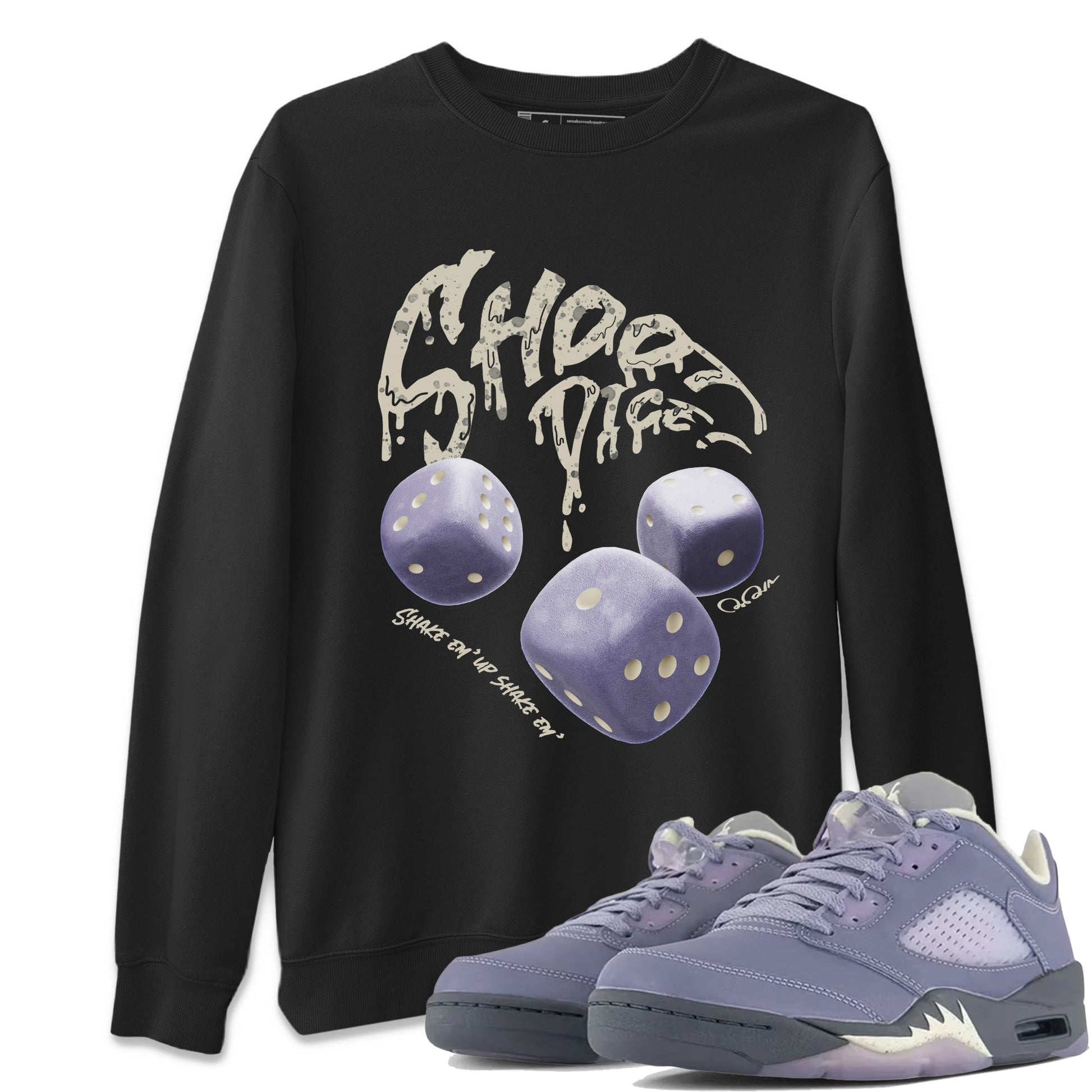Air Jordan 5 Indigo Haze Sneaker Match Tees Shoot Dice Sneaker Tees AJ5 Indigo Haze Sneaker Release Tees Unisex Shirts Black 1