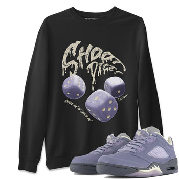 Air Jordan 5 Indigo Haze Sneaker Match Tees Shoot Dice Sneaker Tees AJ5 Indigo Haze Sneaker Release Tees Unisex Shirts Black 1