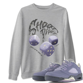 Air Jordan 5 Indigo Haze Sneaker Match Tees Shoot Dice Sneaker Tees AJ5 Indigo Haze Sneaker Release Tees Unisex Shirts Heather Grey 1