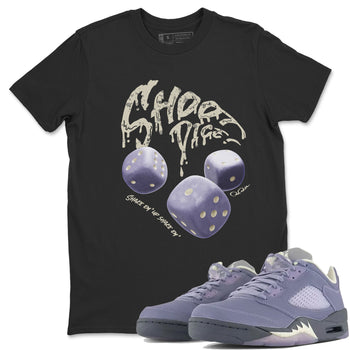 Air Jordan 5 Indigo Haze Sneaker Match Tees Shoot Dice Sneaker Tees AJ5 Indigo Haze Sneaker Release Tees Unisex Shirts Black 1