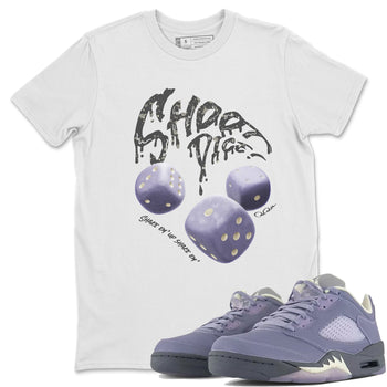 Air Jordan 5 Indigo Haze Sneaker Match Tees Shoot Dice Sneaker Tees AJ5 Indigo Haze Sneaker Release Tees Unisex Shirts White 1