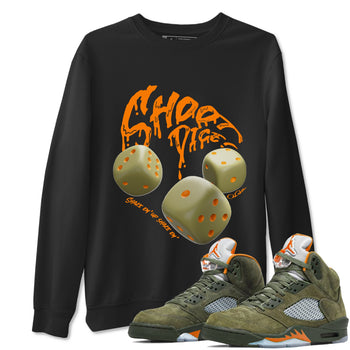 Air Jordan 5 Olive shirt to match jordans Shoot Dice sneaker tees AJ5 Olive SNRT Sneaker Release Tees unisex cotton Black 1 crew neck shirt