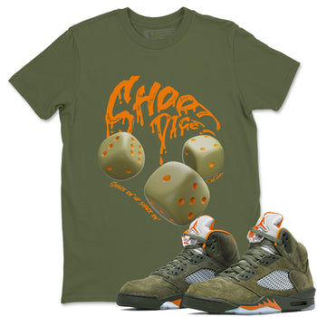 Air Jordan 5 Olive shirt to match jordans Shoot Dice sneaker tees AJ5 Olive SNRT Sneaker Release Tees unisex cotton Military Green 1 crew neck shirt