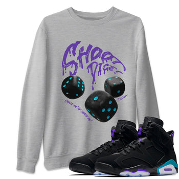 Air Jordan 6 Aqua Sneaker Match Tees Shoot Dice Sneaker Tees AJ6 Aqua Sneaker Release Tees Unisex Shirts Heather Grey 1