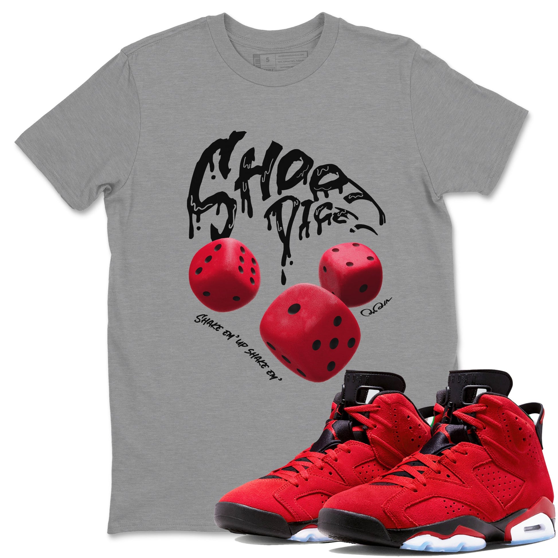 Air Jordan 6 Toro Bravo Sneaker Match Tees Shoot Dice Sneaker Tees AJ6 Toro Bravo Sneaker Release Tees Unisex Shirts Heather Grey 1
