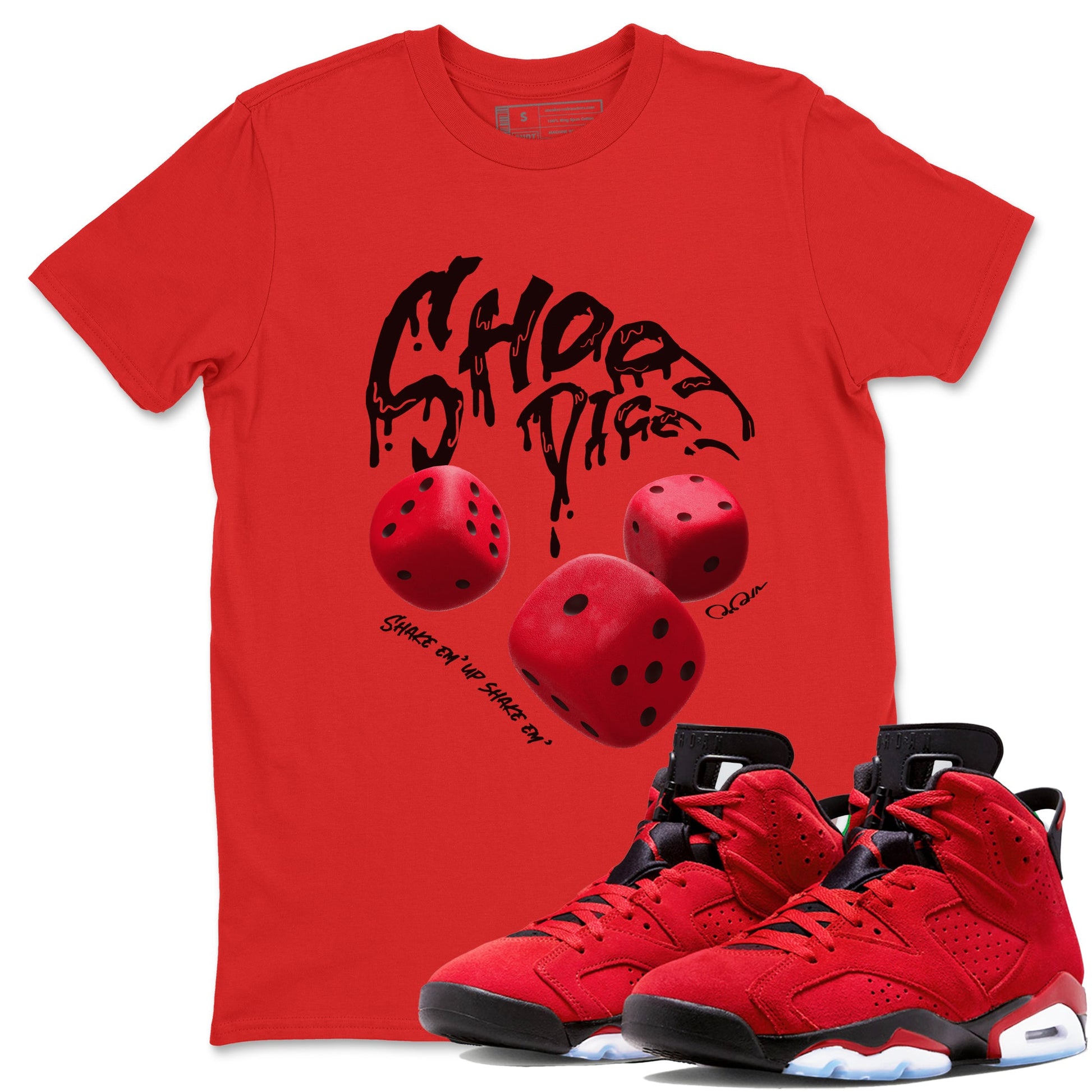 Air Jordan 6 Toro Bravo Sneaker Match Tees Shoot Dice Sneaker Tees AJ6 Toro Bravo Sneaker Release Tees Unisex Shirts Red 1