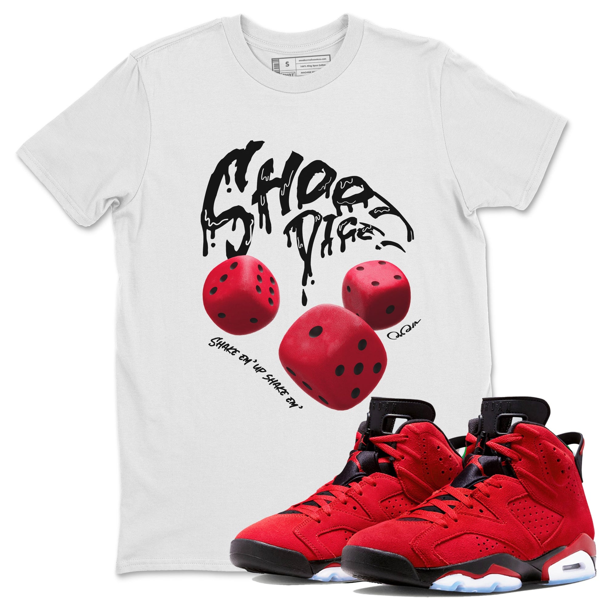 Air Jordan 6 Toro Bravo Sneaker Match Tees Shoot Dice Sneaker Tees AJ6 Toro Bravo Sneaker Release Tees Unisex Shirts White 1
