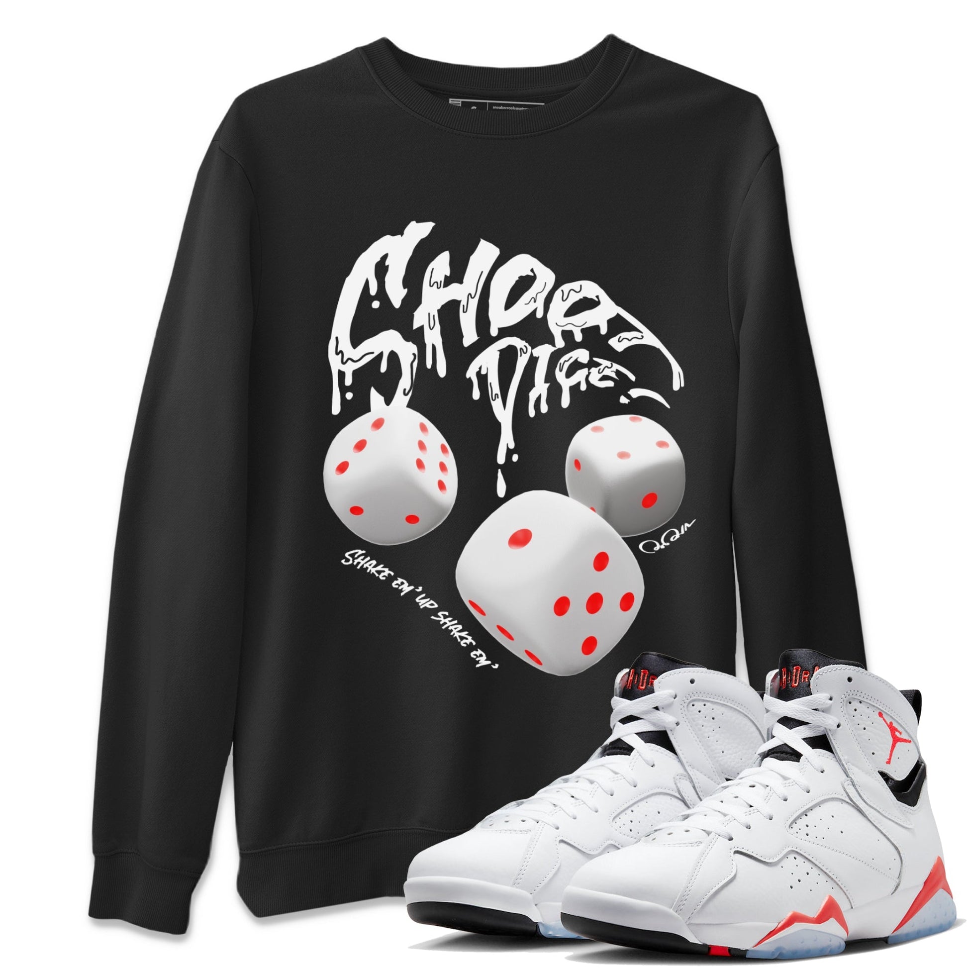 Air Jordan 7 Infrared Sneaker Match Tees Shoot Dice Sneaker Tees AJ7 Infrared Sneaker Release Tees Unisex Shirts Black 1