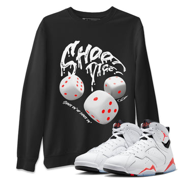 Air Jordan 7 Infrared Sneaker Match Tees Shoot Dice Sneaker Tees AJ7 Infrared Sneaker Release Tees Unisex Shirts Black 1