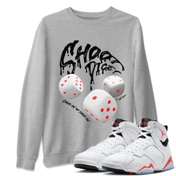 Air Jordan 7 Infrared Sneaker Match Tees Shoot Dice Sneaker Tees AJ7 Infrared Sneaker Release Tees Unisex Shirts Heather Grey 1