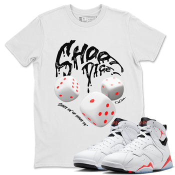 Air Jordan 7 Infrared Sneaker Match Tees Shoot Dice Sneaker Tees AJ7 Infrared Sneaker Release Tees Unisex Shirts White 1