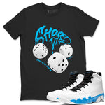 Air Jordan 9 Powder Blue shirt to match jordans Shoot Dice sneaker tees AJ9 Powder Blue SNRT Sneaker Release Tees unisex cotton Black 1 crew neck shirt