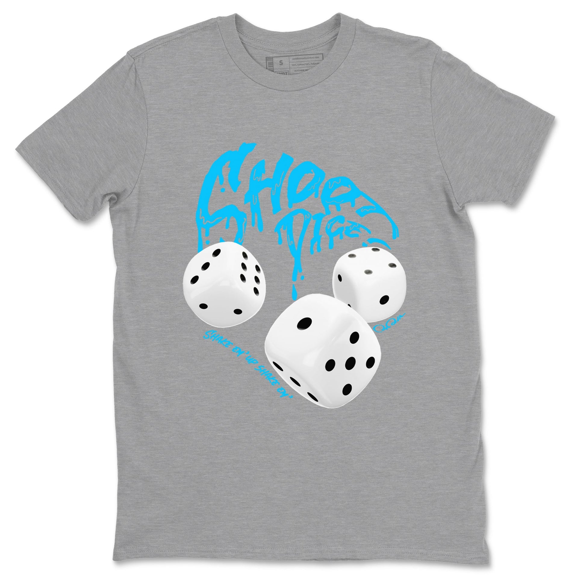 Air Jordan 9 Powder Blue shirt to match jordans Shoot Dice sneaker tees AJ9 Powder Blue SNRT Sneaker Release Tees unisex cotton Heather Grey 2 crew neck shirt