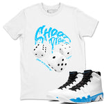 Air Jordan 9 Powder Blue shirt to match jordans Shoot Dice sneaker tees AJ9 Powder Blue SNRT Sneaker Release Tees unisex cotton White 1 crew neck shirt