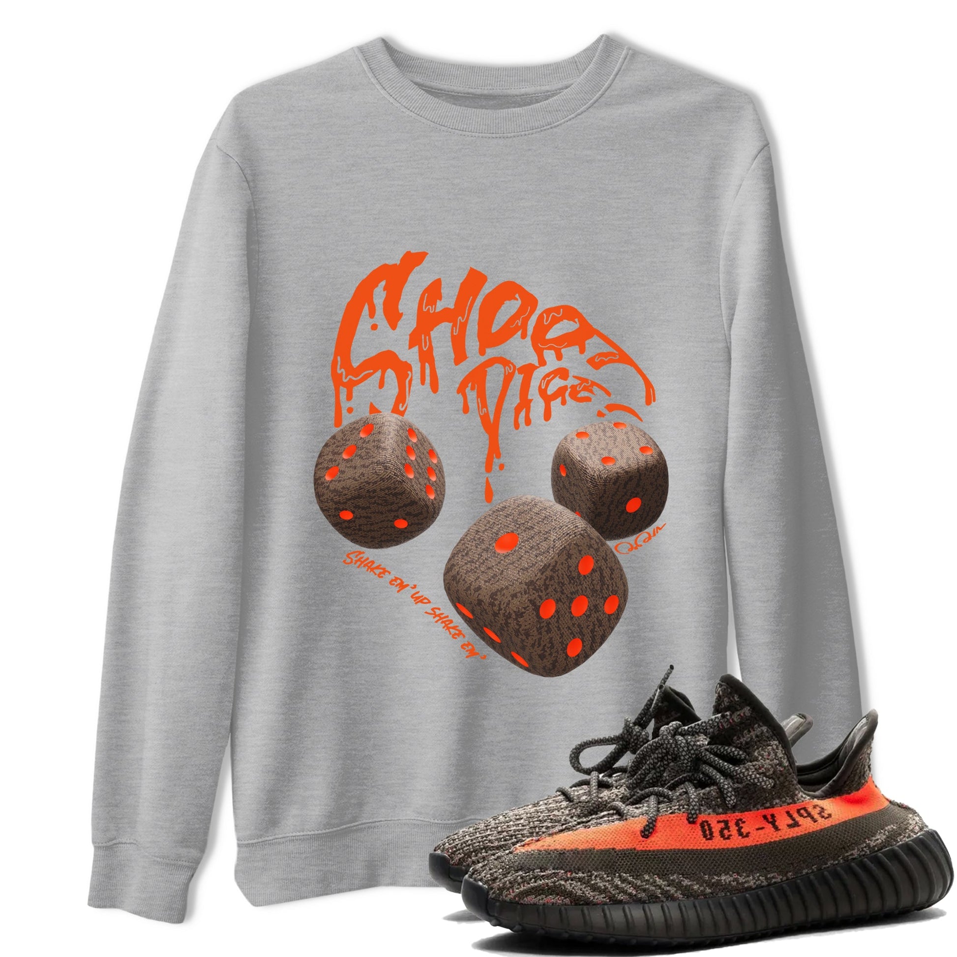 Yeezy 350 Carbon Beluga shirt to match jordans Shoot Dice sneaker tees Adidas Yeezy Boost 350 Carbon Beluga SNRT Sneaker Release Tees Unisex Heather Grey 1 T-Shirt