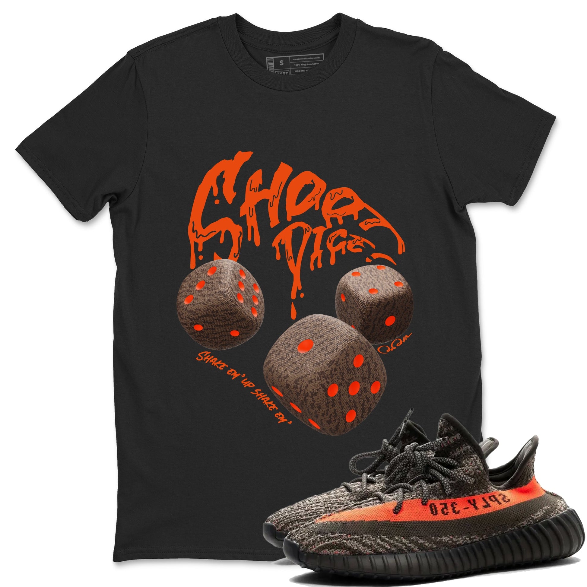 Yeezy 350 Carbon Beluga shirt to match jordans Shoot Dice sneaker tees Adidas Yeezy Boost 350 Carbon Beluga SNRT Sneaker Release Tees Unisex Black 1 T-Shirt