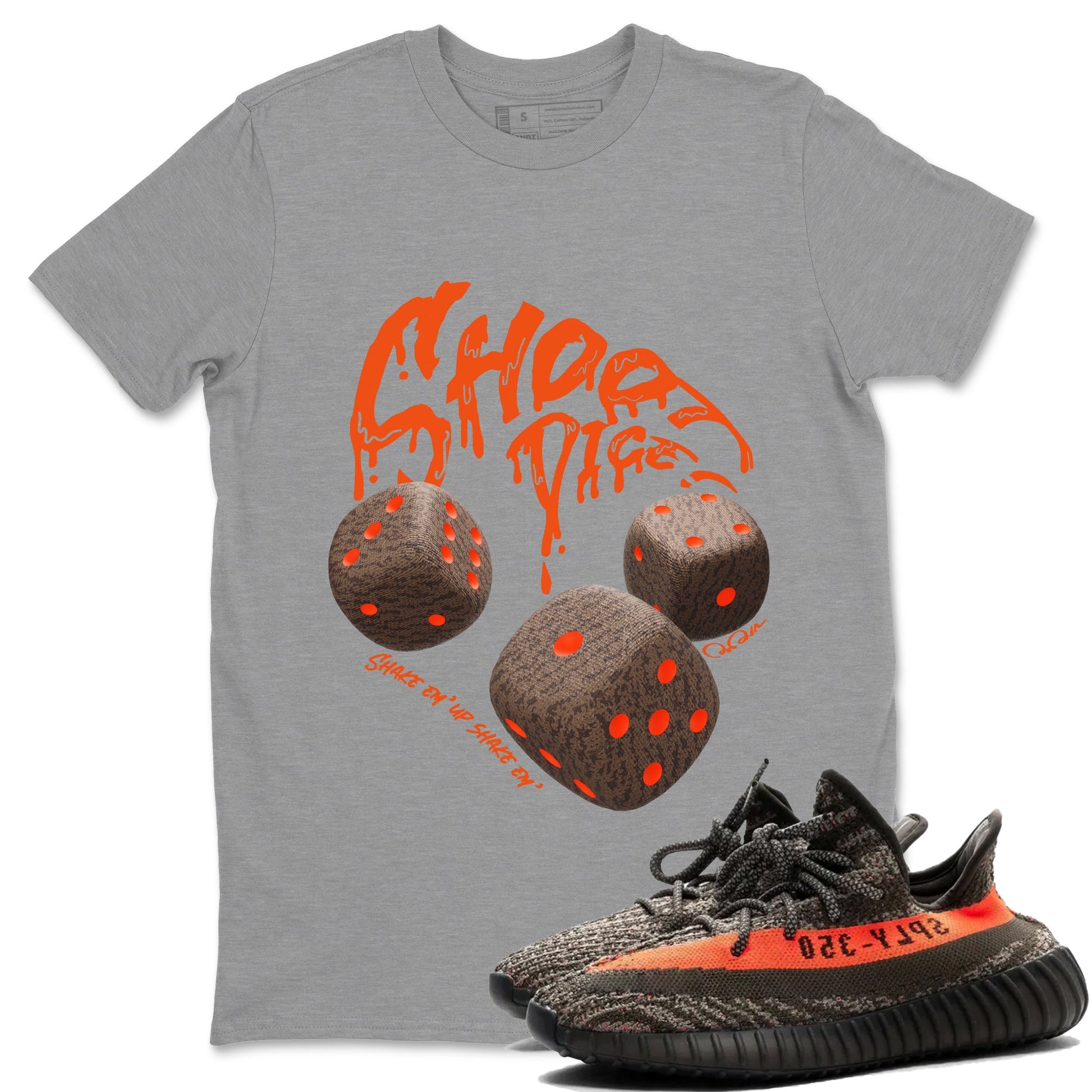 Yeezy 350 Carbon Beluga shirt to match jordans Shoot Dice sneaker tees Adidas Yeezy Boost 350 Carbon Beluga SNRT Sneaker Release Tees Unisex Heather Grey 1 T-Shirt