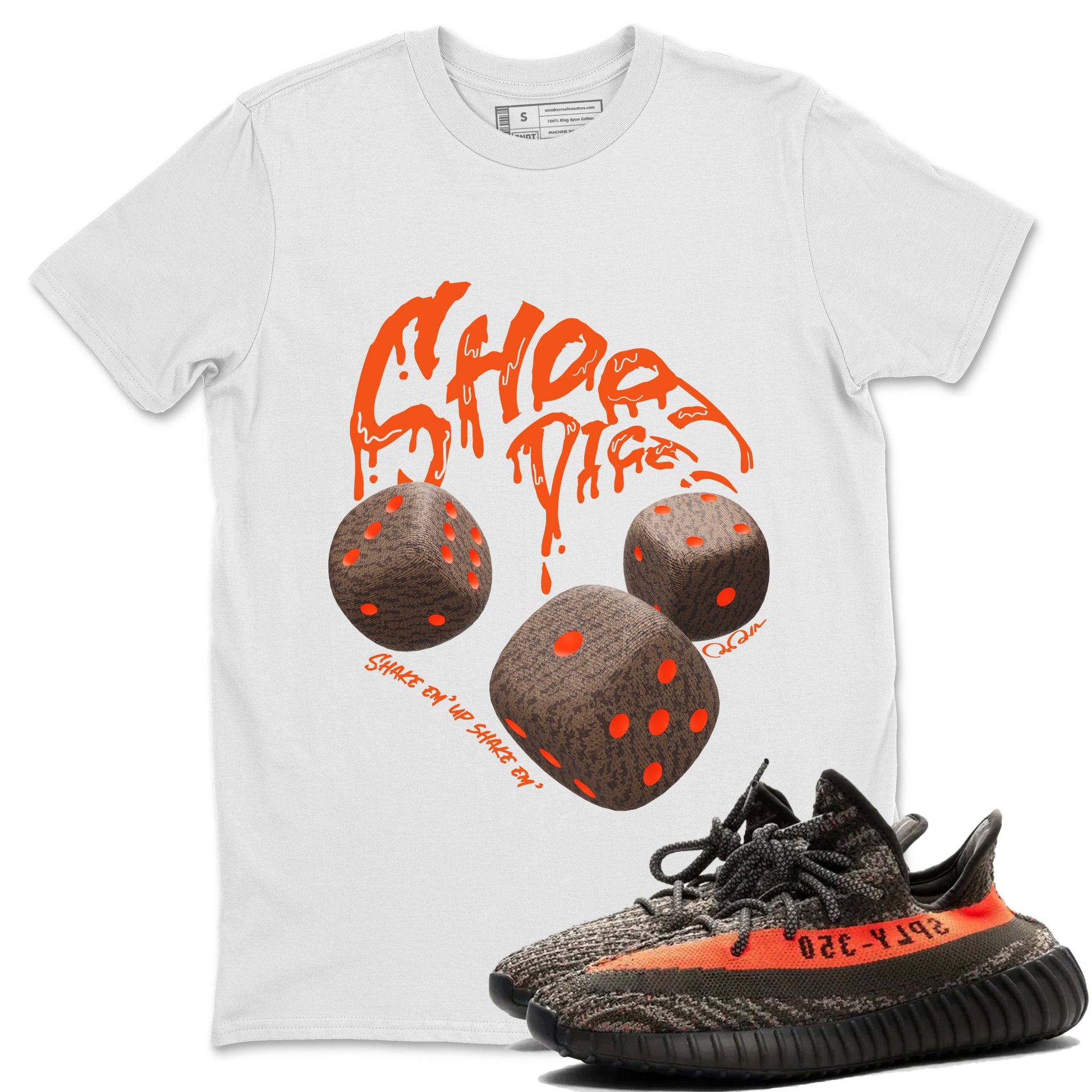 Yeezy 350 Carbon Beluga shirt to match jordans Shoot Dice sneaker tees Adidas Yeezy Boost 350 Carbon Beluga SNRT Sneaker Release Tees Unisex White 1 T-Shirt
