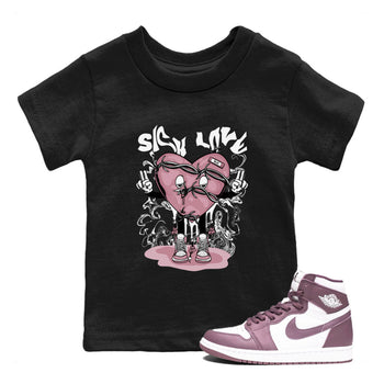 Air Jordan 1 Mauve shirt to match jordans Sick Love sneaker tees AJ1 High OG Mauve SNRT Sneaker Release Tees Crew Neck T-ShirtBaby Toddler Black 1 T-Shirt