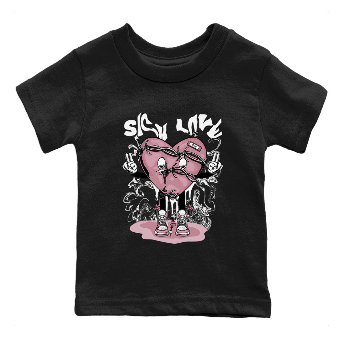 Air Jordan 1 Mauve shirt to match jordans Sick Love sneaker tees AJ1 High OG Mauve SNRT Sneaker Release Tees Crew Neck T-ShirtBaby Toddler Black 2 T-Shirt