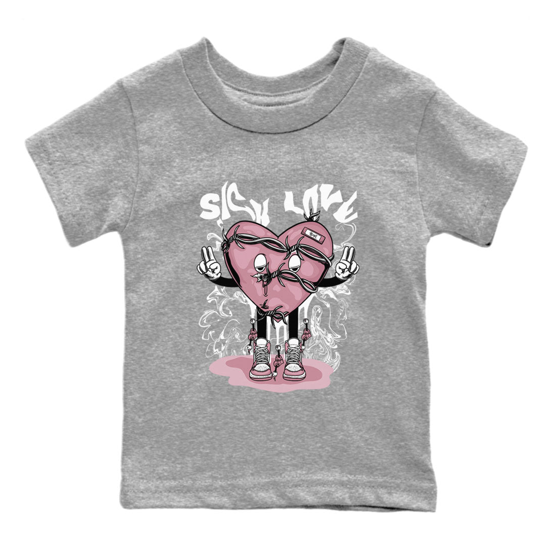 Air Jordan 1 Mauve shirt to match jordans Sick Love sneaker tees AJ1 High OG Mauve SNRT Sneaker Release Tees Crew Neck T-ShirtBaby Toddler Heather Grey 2 T-Shirt