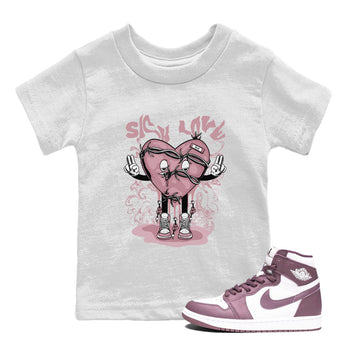 Air Jordan 1 Mauve shirt to match jordans Sick Love sneaker tees AJ1 High OG Mauve SNRT Sneaker Release Tees Crew Neck T-ShirtBaby Toddler White 1 T-Shirt