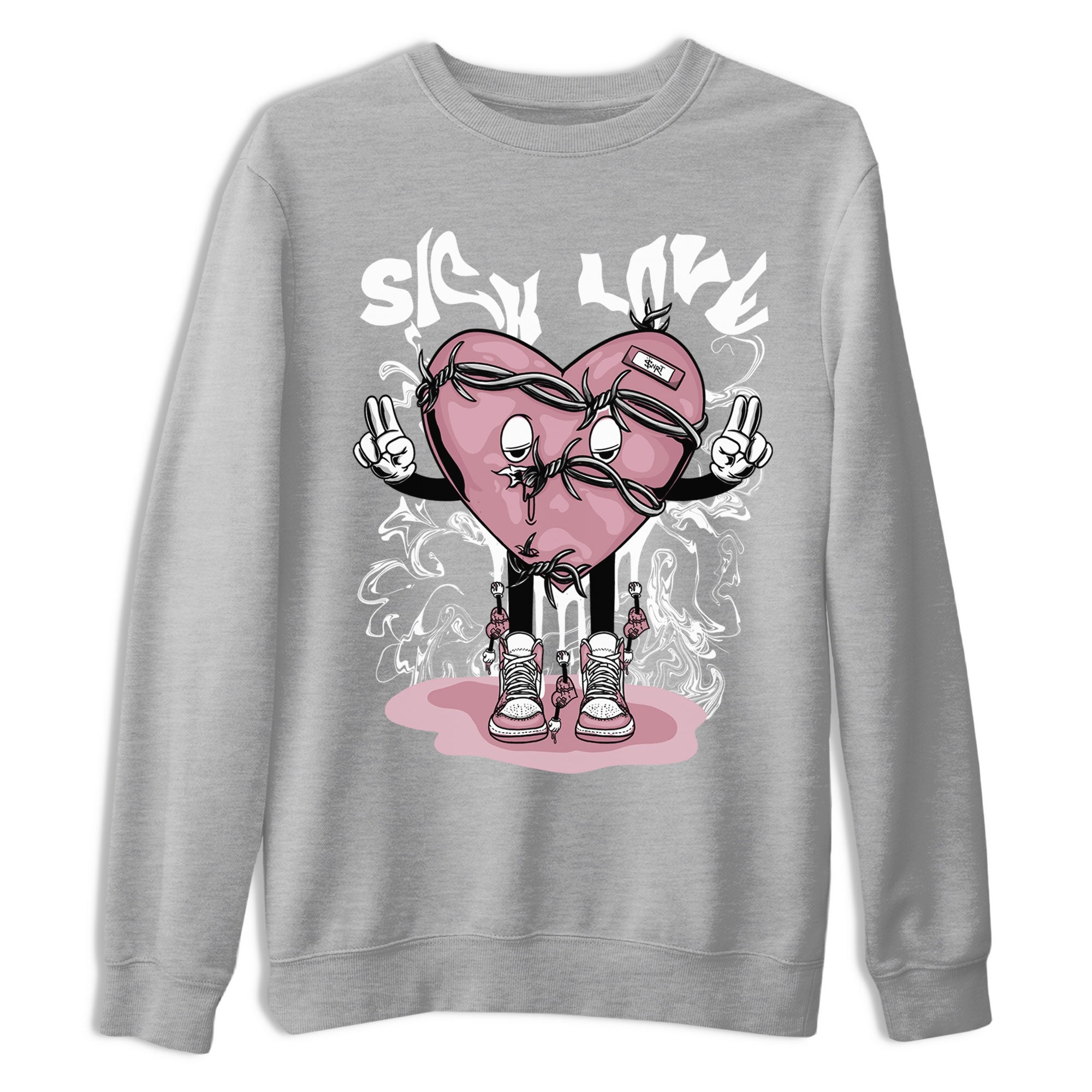 Air Jordan 1 Mauve shirt to match jordans Sick Love sneaker tees AJ1 High OG Mauve SNRT Sneaker Release Tees Crew Neck T-ShirtUnisex Heather Grey 2 T-Shirt