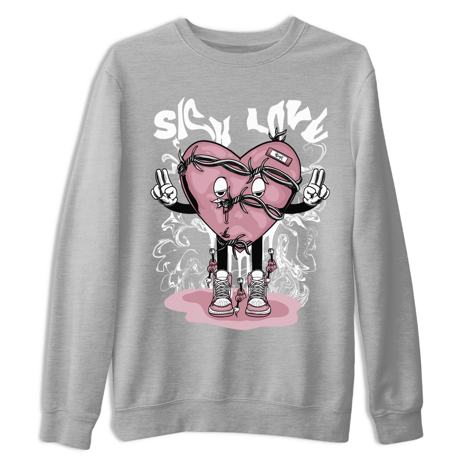 Air Jordan 1 Mauve shirt to match jordans Sick Love sneaker tees AJ1 High OG Mauve SNRT Sneaker Release Tees Crew Neck T-ShirtUnisex Heather Grey 2 T-Shirt