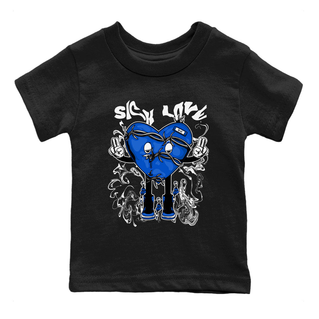 Jordan 1 High OG Royal Reimagined shirt to match jordans Sick Love sneaker tees Air Jordan 1 Royal Reimagined SNRT Sneaker Release Tees Crew Neck T-ShirtBaby Toddler Black 2 T-Shirt