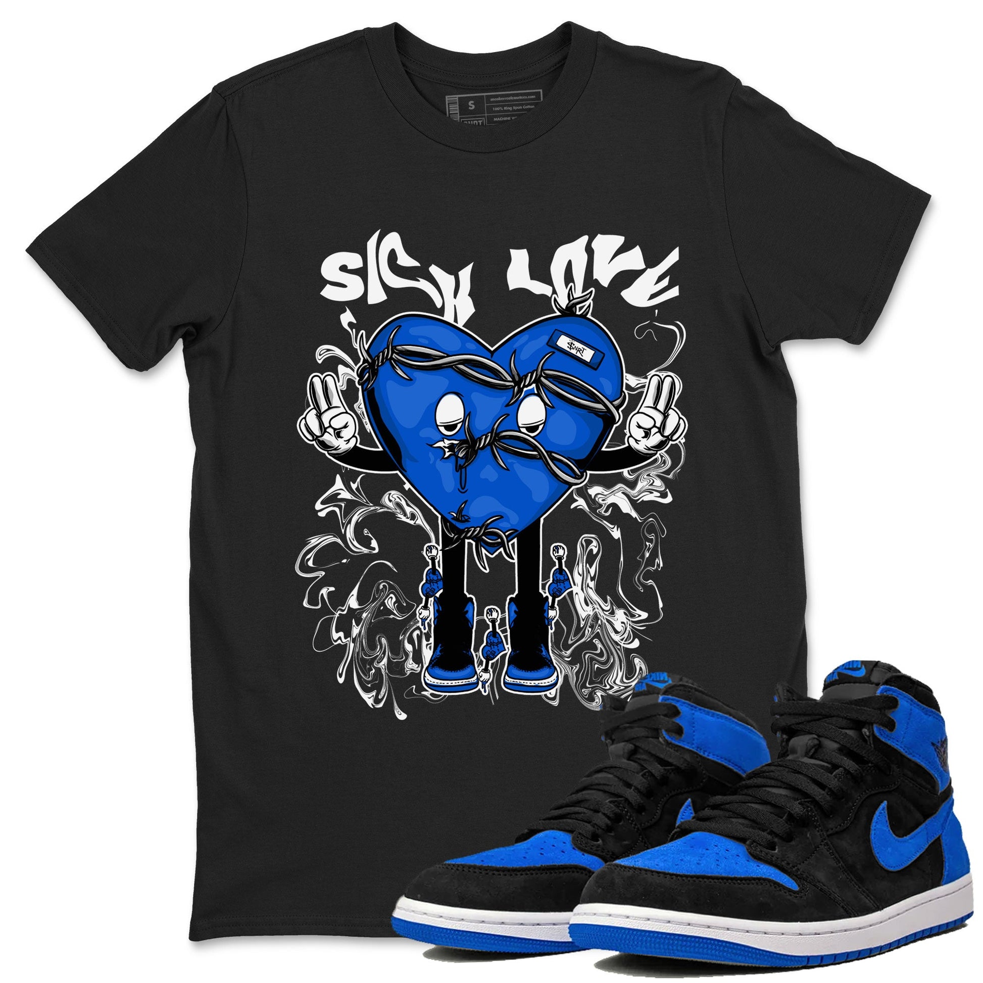 Jordan 1 High OG Royal Reimagined shirt to match jordans Sick Love sneaker tees Air Jordan 1 Royal Reimagined SNRT Sneaker Release Tees Crew Neck T-ShirtUnisex Black 1 T-Shirt