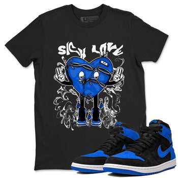 Jordan 1 High OG Royal Reimagined shirt to match jordans Sick Love sneaker tees Air Jordan 1 Royal Reimagined SNRT Sneaker Release Tees Crew Neck T-ShirtUnisex Black 1 T-Shirt