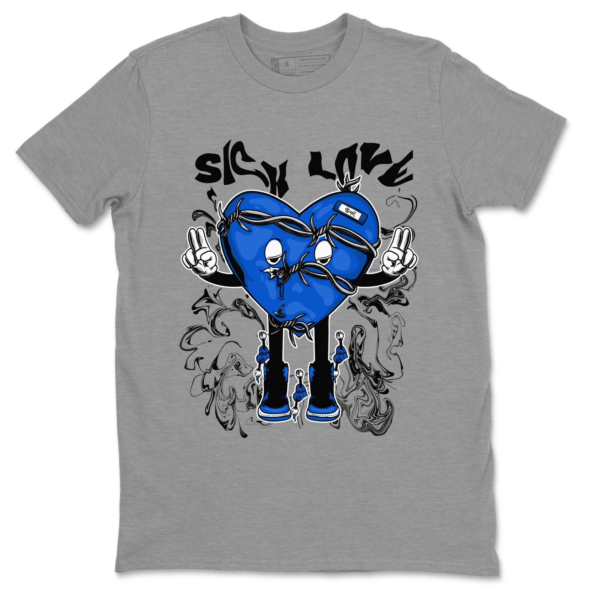 Jordan 1 High OG Royal Reimagined shirt to match jordans Sick Love sneaker tees Air Jordan 1 Royal Reimagined SNRT Sneaker Release Tees Crew Neck T-ShirtUnisex Heather Grey 2 T-Shirt