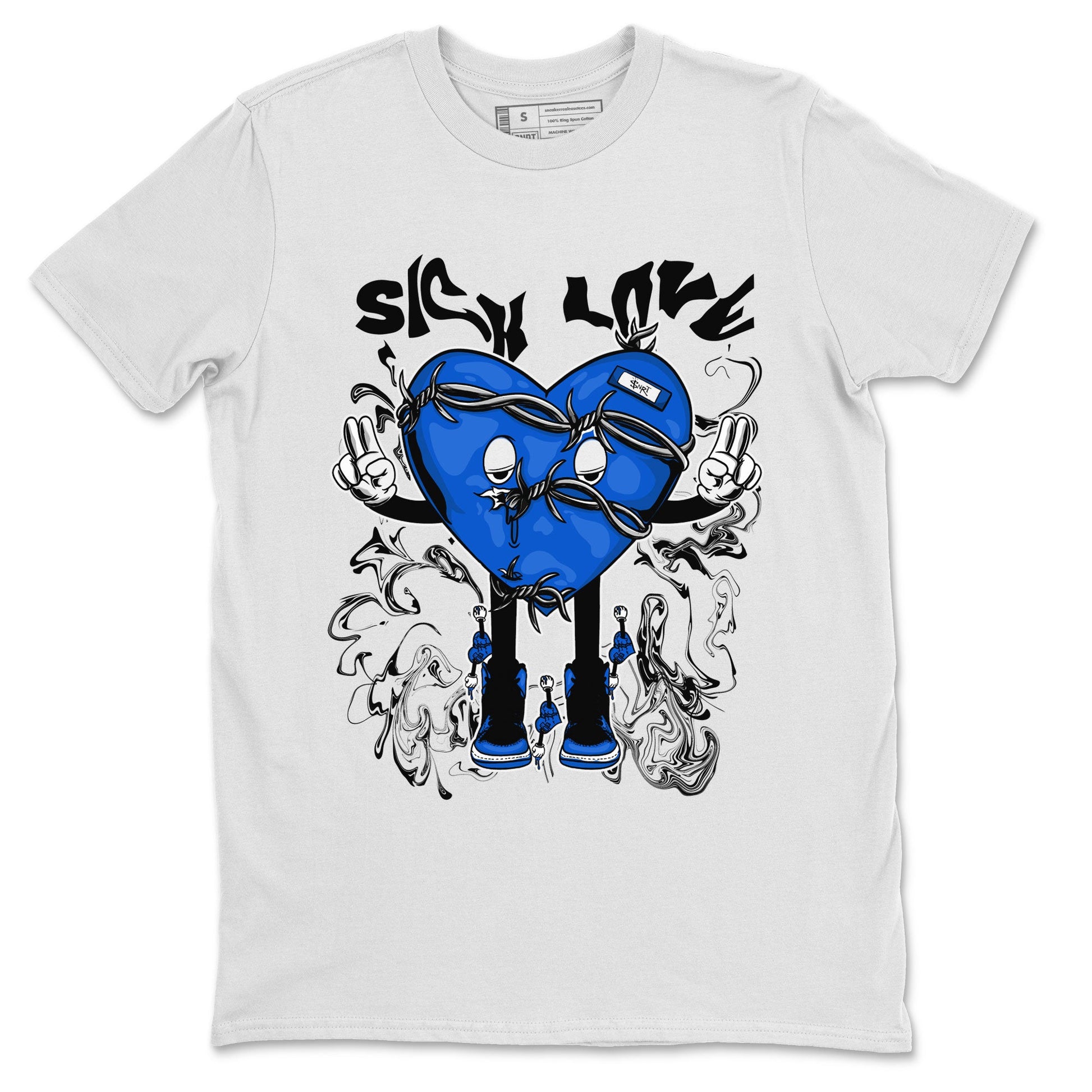 Jordan 1 High OG Royal Reimagined shirt to match jordans Sick Love sneaker tees Air Jordan 1 Royal Reimagined SNRT Sneaker Release Tees Crew Neck T-ShirtUnisex White 2 T-Shirt