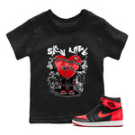Air Jordan 1 Satin Bred Sneaker Match Tees Sick Love Sneaker Tees Jordan 1 High OG Satin Bred Sneaker Release Tees Kids Shirts Black 1