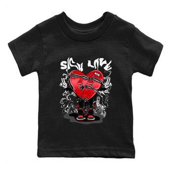 Air Jordan 1 Satin Bred Sneaker Match Tees Sick Love Sneaker Tees Jordan 1 High OG Satin Bred Sneaker Release Tees Kids Shirts Black 2