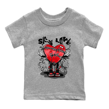 Air Jordan 1 Satin Bred Sneaker Match Tees Sick Love Sneaker Tees Jordan 1 High OG Satin Bred Sneaker Release Tees Kids Shirts Heather Grey 2