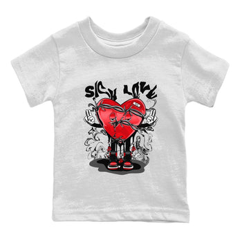 Air Jordan 1 Satin Bred Sneaker Match Tees Sick Love Sneaker Tees Jordan 1 High OG Satin Bred Sneaker Release Tees Kids Shirts White 2