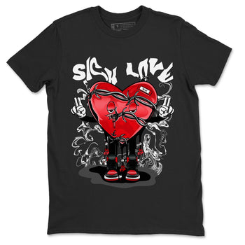 Air Jordan 1 Satin Bred Sneaker Match Tees Sick Love Sneaker Tees Jordan 1 High OG Satin Bred Sneaker Release Tees Unisex Shirts Black 2