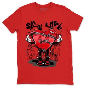 Air Jordan 1 Satin Bred Sneaker Match Tees Sick Love Sneaker Tees Jordan 1 High OG Satin Bred Sneaker Release Tees Unisex Shirts Red 2