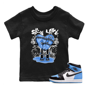 Air Jordan 1 UNC Toe shirt to match jordans Sick Love sneaker tees Air Jordan 1 Retro High OG UNC Toe SNRT Sneaker Release Tees Baby Toddler Black 1 T-Shirt
