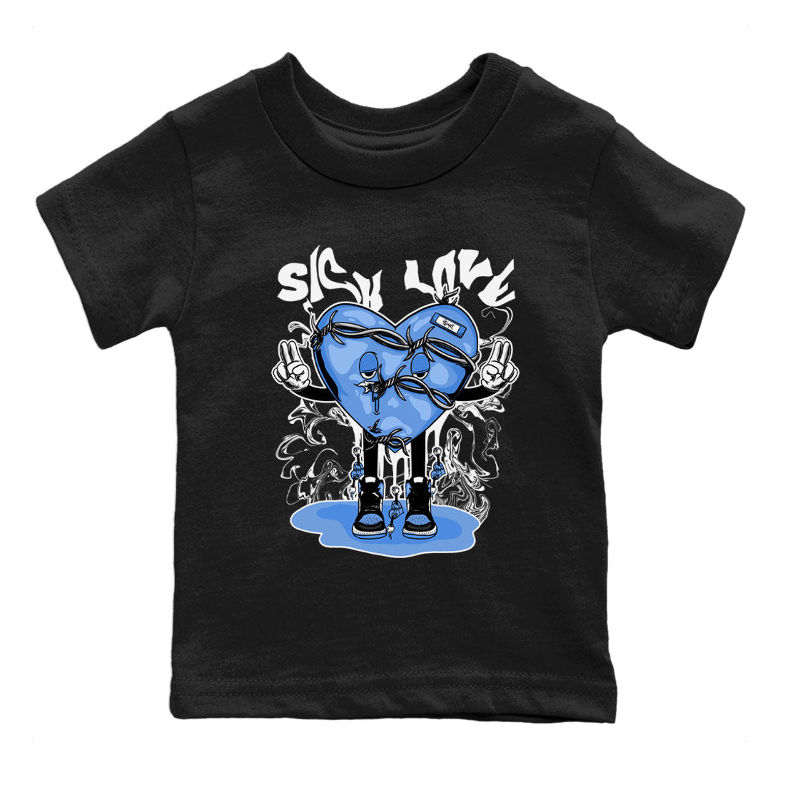 Air Jordan 1 UNC Toe shirt to match jordans Sick Love sneaker tees Air Jordan 1 Retro High OG UNC Toe SNRT Sneaker Release Tees Baby Toddler Black 2 T-Shirt