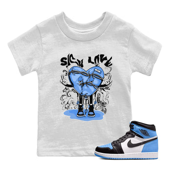 Air Jordan 1 UNC Toe shirt to match jordans Sick Love sneaker tees Air Jordan 1 Retro High OG UNC Toe SNRT Sneaker Release Tees Baby Toddler White 1 T-Shirt