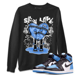 Air Jordan 1 UNC Toe shirt to match jordans Sick Love sneaker tees Air Jordan 1 Retro High OG UNC Toe SNRT Sneaker Release Tees Unisex Black 1 T-Shirt