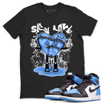 Air Jordan 1 UNC Toe shirt to match jordans Sick Love sneaker tees Air Jordan 1 Retro High OG UNC Toe SNRT Sneaker Release Tees Unisex Black 1 T-Shirt